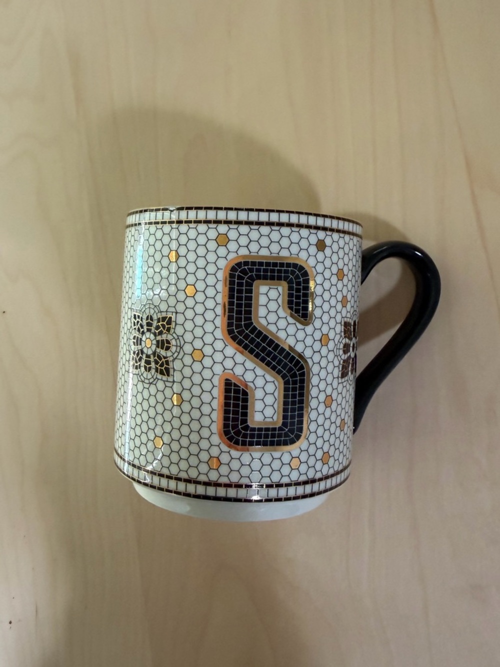 Anthropologie Bistro Style Stoneware Monogram Mug